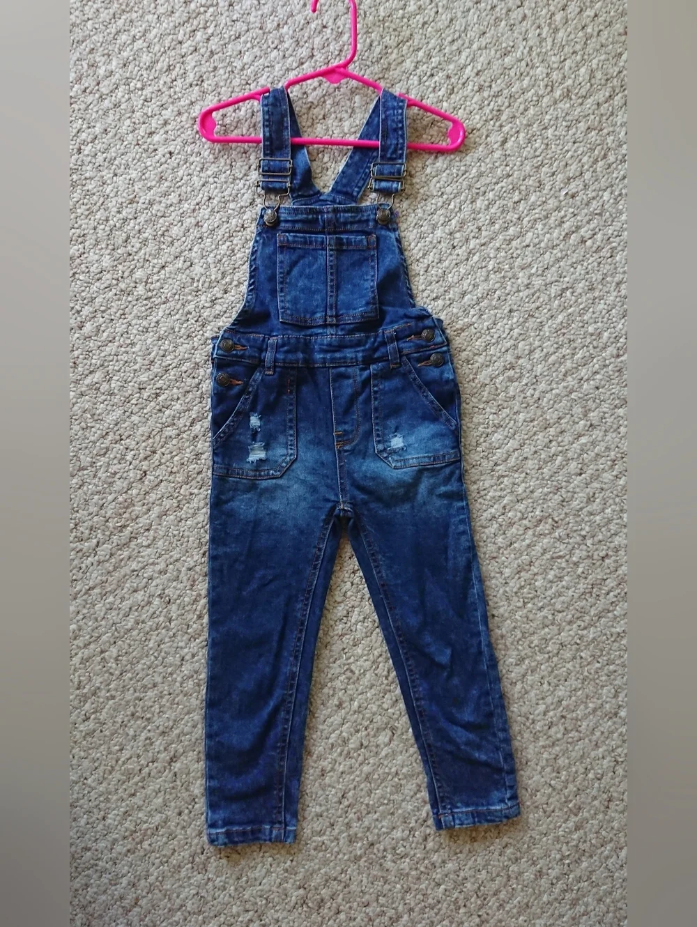 7 For All Mankind Toddler Girls Dark Wash Denim Overalls Size 4T